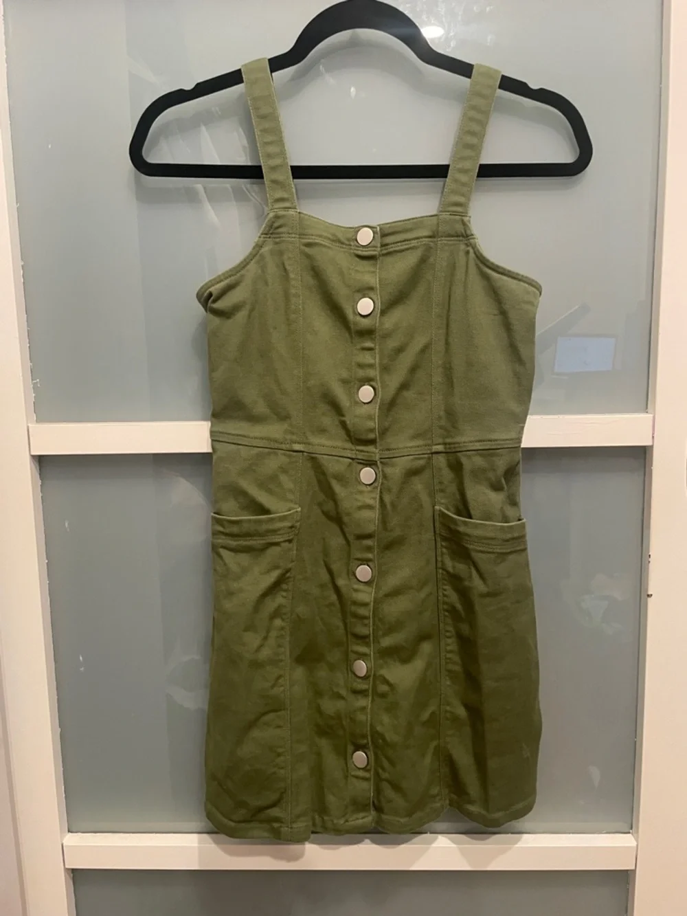 Nordstrom Kids Girls Casual Green Jumper Dress, Denim Overalls Jumper, 12, EUC